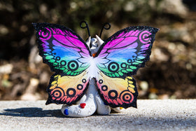 Rainbow Butterfly Dragon with Sterling Silver Keepsake Urn