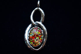 silver cremation jewelry with opal