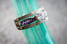 titanium ring with cremation ashes