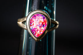 silver opal ring with cremains