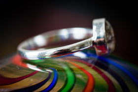 silver ring with cremation ash