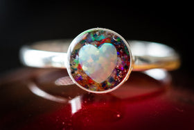 Silver ring with Crushed Opal