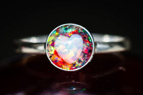 Silver ring with Crushed Opal