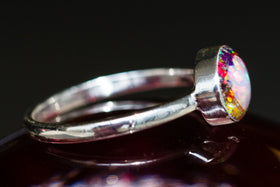 Silver ring with Crushed Opal