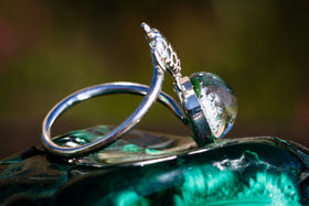 Sea turtle Silver ring with cremation ashes Cremation Jewelry