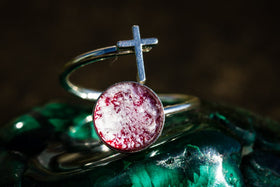 Silver cross ring with cremation ashes Cremation Jewelry