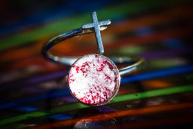 Silver cross ring with cremation ashes Cremation Jewelry