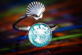 Seashell Silver ring with cremation ashes Cremation Jewelry