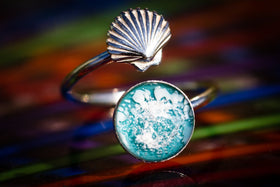 Seashell Silver ring with cremation ashes Cremation Jewelry