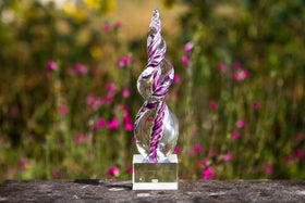 Twisted Flame with Cremains and Engraved Glass Base