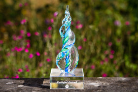 Twisted Flame with Cremains and Engraved Glass Base