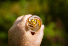 Twisted Flame with Cremains and Engraved Glass Base