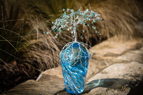 Aventurine Mountain Spire Tree of Life with Aventurine Beads and Cremains
