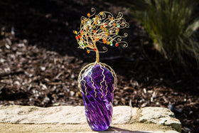 Golden Mountain Spire Tree of Life with Swarovski Crystals and Cremains