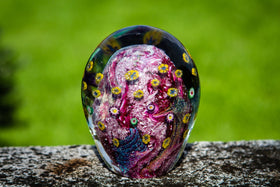 Flowery Mountain Paperweight with Cremains