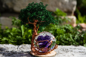 Pale Ponderosa Tree Of Life with Snowfall Orb with Cremains