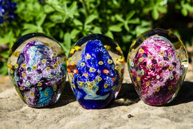 Flowery Mountain Paperweight with Cremains