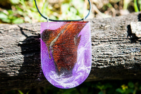 Wood and Crystal Resin Half Drop Pendant