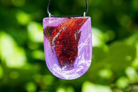 Wood and Crystal Resin Half Drop Pendant