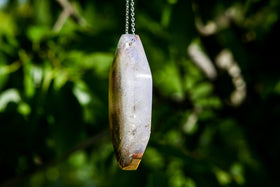 Wood and Crystal Resin Hexagon Pendant