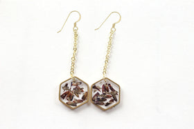 Hexagon Hanging Earrings Cremation Jewelry