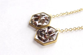 Hexagon Hanging Earrings Cremation Jewelry