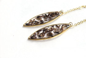 Lavender leaf cremation jewelry earrings
