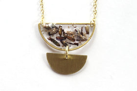 half-moon necklace with cremation ash - cremation jewelry