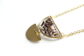 half-moon necklace with cremation ash - cremation jewelry