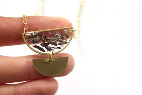 half-moon necklace with cremation ash - cremation jewelry
