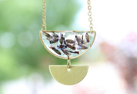 half-moon necklace with cremation ash - cremation jewelry