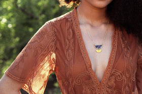 half-moon necklace with cremation ash - cremation jewelry