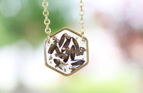 Lavendar Hexagon Cremation Jewelry