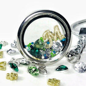 Living Memory Floating Locket Keychain with Cremains Letter