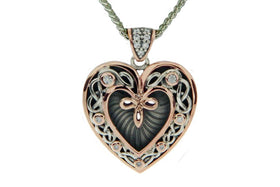 Memorial Sterling Silver and Gold Heart Necklace with White Sapphire