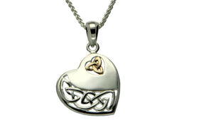 Memorial Sterling Silver Heart Necklace with Gold Triqueta