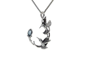 Sterling Silver Memorial Double Hummingbird Necklace