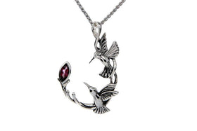Sterling Silver Memorial Double Hummingbird Necklace