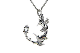 Sterling Silver Memorial Double Hummingbird Necklace