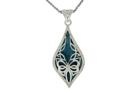Blue Sterling Silver Butterfly Memorial Necklace