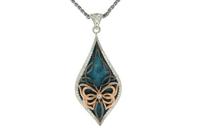 Blue Sterling Silver Butterfly Memorial Necklace