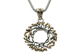 Petite Golden Leaves Tree of Life Wreath Necklace