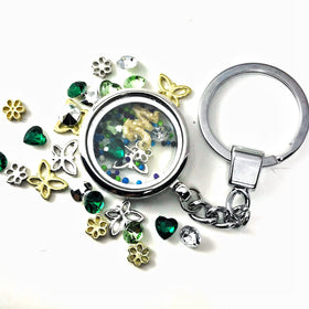 Living Memory Floating Locket Keychain with Cremains Letter