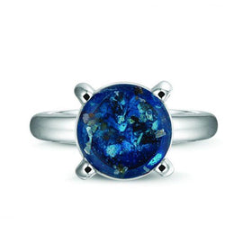 Pronged Silver Ring with Cremation Ash and Zircons