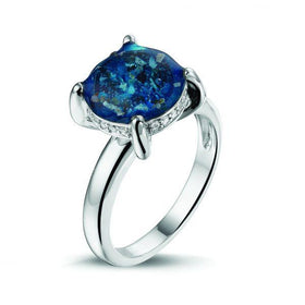 Pronged Silver Ring with Cremation Ash and Zircons