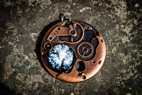 Steampunk Circle Pendant Cremation Ash Cabochon
