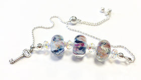 Three Glass Bead Bolo Bracelet with Cremains