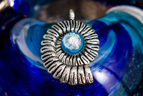 Memorial Seashell Pendant with Cremation Ash Cabochon