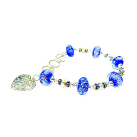 6 glass bead cremation jewelry with charm and cremains