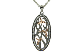 Hummingbird Sympathy Forest Necklace in Gold and Silver